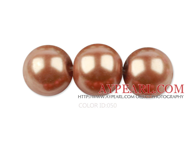 Glass pearl beads,12mm round,gold brown, about 71pcs/strand, Sold per 32-inch strand