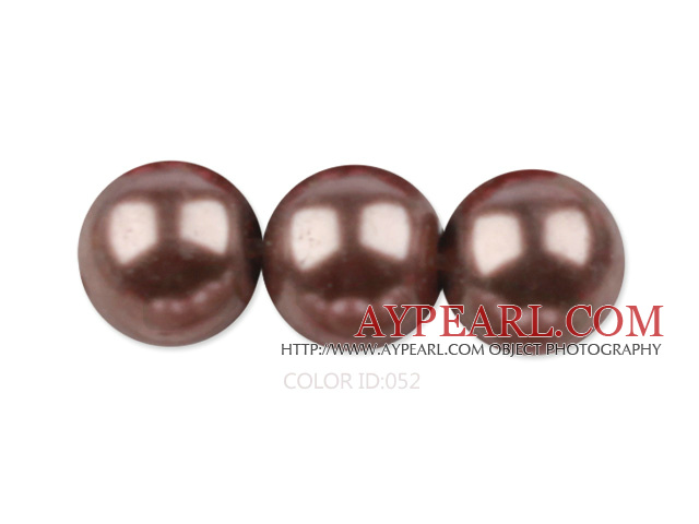 Glass pearl beads,12mm round,chocolate, about 71pcs/strand, Sold per 32-inch strand