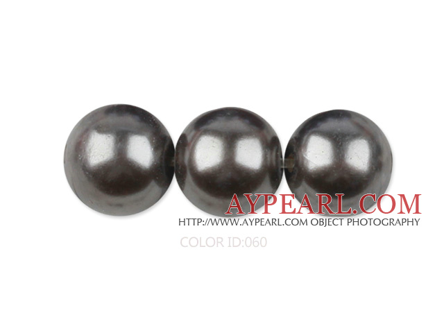 Glass pearl beads,12mm round,black, about 71pcs/strand, Sold per 32-inch strand