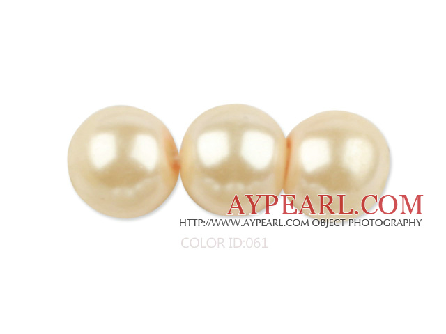 Glass pearl beads,12mm round,sand colour, about 71pcs/strand, Sold per 32-inch strand