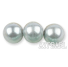 Glass pearl beads,12mm round,cyan, about 71pcs/strand, Sold per 32-inch strand