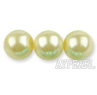 Glass pearl beads,12mm round,lemon, about 71pcs/strand, Sold per 32-inch strand
