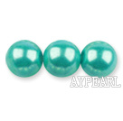 Glass pearl beads,12mm round,turquoise, about 71pcs/strand, Sold per 32-inch strand
