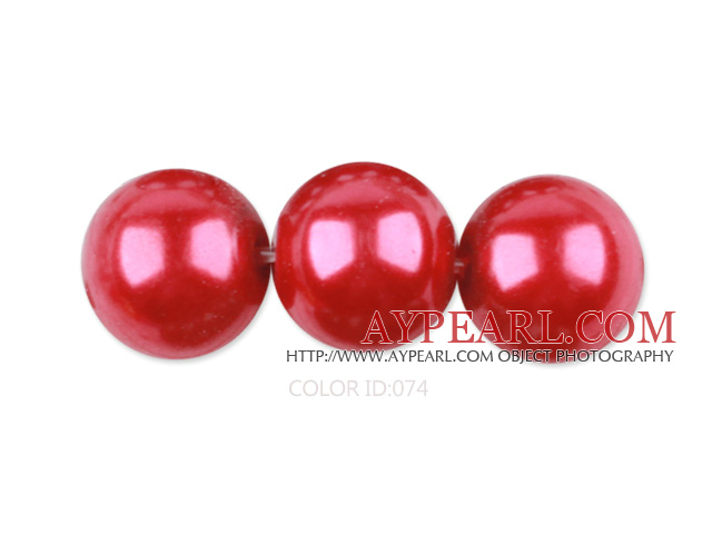 Glass pearl beads,12mm round,wine, about 71pcs/strand, Sold per 32-inch strand