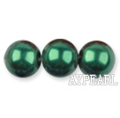Glass pearl beads,12mm round,dark olive, about 71pcs/strand, Sold per 32-inch strand