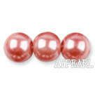 Glass pearl beads,12mm round,peach, about 71pcs/strand, Sold per 32-inch strand