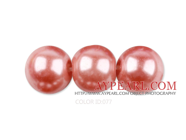 Glass pearl beads,12mm round,peach, about 71pcs/strand, Sold per 32-inch strand