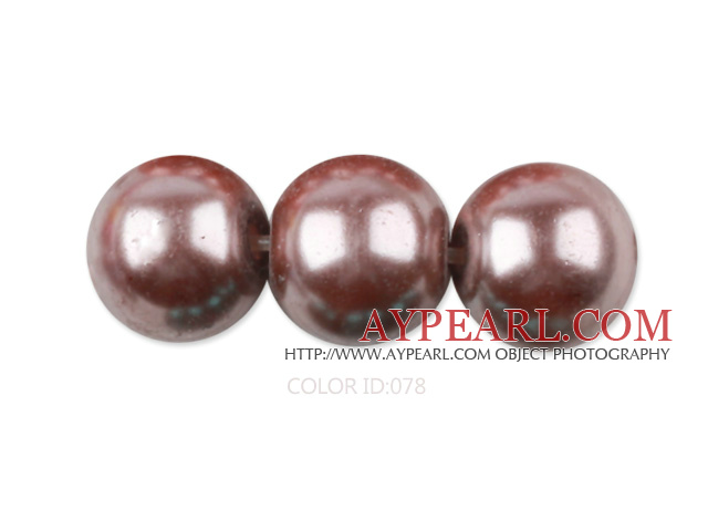 Glass pearl beads,12mm round,pourpre, about 71pcs/strand, Sold per 32-inch strand