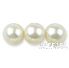 Glass pearl beads,14mm round,ivory, about 62pcs/strand, Sold per 32-inch strand