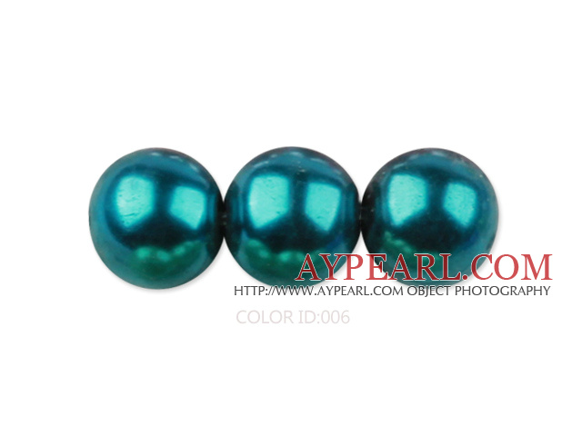 Glass pearl beads,14mm round,peacock blue, about 62pcs/strand, Sold per 32-inch strand