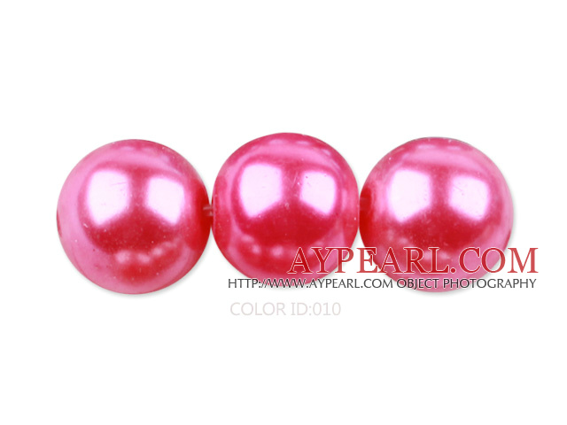 Glass pearl beads,14mm round,red, about 62pcs/strand, Sold per 32-inch strand