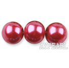 Glass pearl beads,14mm round,red, about 62pcs/strand, Sold per 32-inch strand
