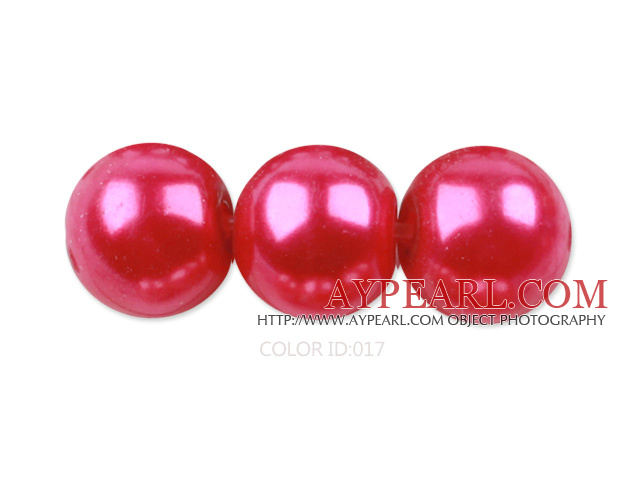 Glass pearl beads,14mm round,fuchsia, about 62pcs/strand, Sold per 32-inch strand