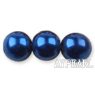 Glass pearl beads,14mm round,royalblue, about 62pcs/strand, Sold per 32-inch strand