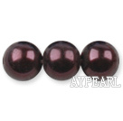 Glass pearl beads,14mm round,dark brown, about 62pcs/strand, Sold per 32-inch strand