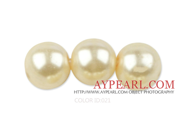 Glass pearl beads,14mm round,Khaki, about 62pcs/strand, Sold per 32-inch strand
