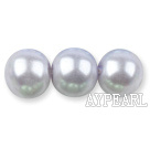 Glass pearl beads,14mm round,light grey, about 62pcs/strand, Sold per 32-inch strand