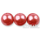 Glass pearl beads,14mm round,watermelon, about 62pcs/strand, Sold per 32-inch strand