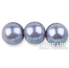 Glass pearl beads,14mm round,light violet, about 62pcs/strand, Sold per 32-inch strand
