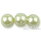 Glass pearl beads,14mm round,light lemon, about 62pcs/strand, Sold per 32-inch strand