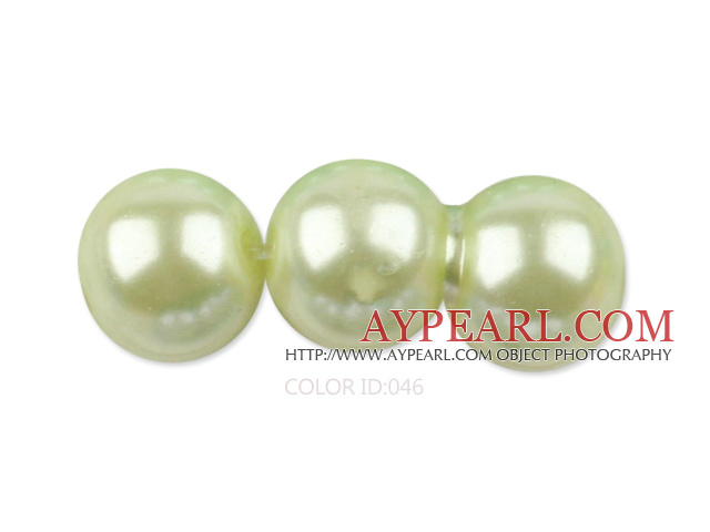 Glass pearl beads,14mm round,light lemon, about 62pcs/strand, Sold per 32-inch strand