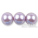 Glass pearl beads,14mm round,light purple, about 62pcs/strand, Sold per 32-inch strand