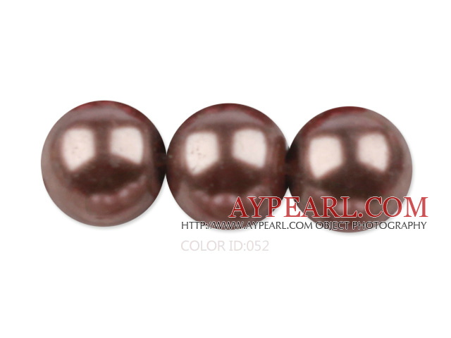 Glass pearl beads,14mm round,chocolate, about 62pcs/strand, Sold per 32-inch strand