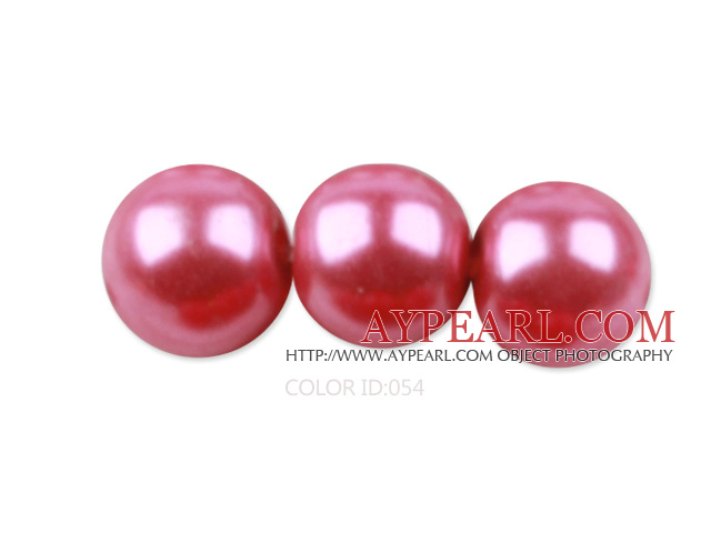 Glass pearl beads,14mm round,dark pink, about 62pcs/strand, Sold per 32-inch strand