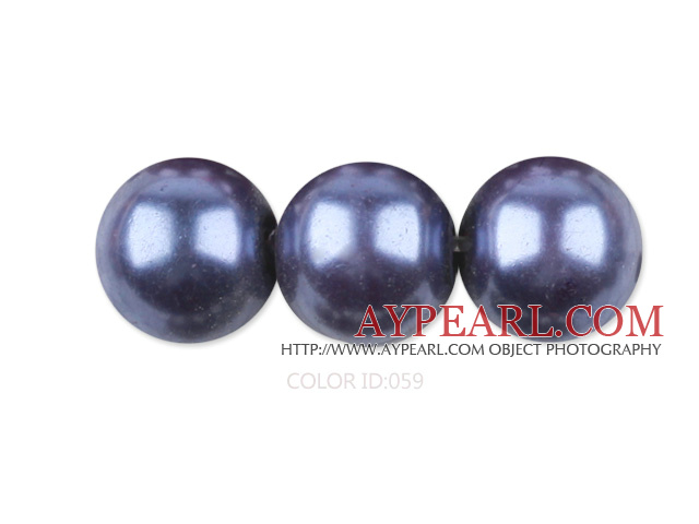 Glass pearl beads,14mm round,blueberry, about 62pcs/strand, Sold per 32-inch strand