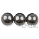 Glass pearl beads,14mm round,black, about 62pcs/strand, Sold per 32-inch strand