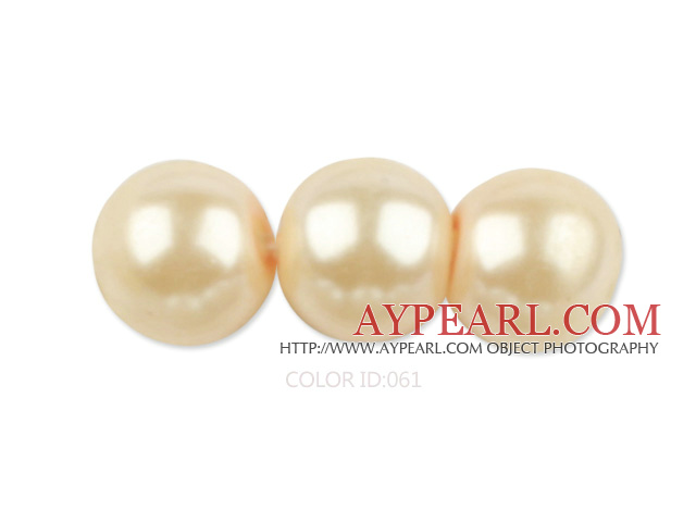 Glass pearl beads,14mm round,sand colour, about 62pcs/strand, Sold per 32-inch strand