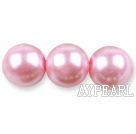 Glass pearl beads,14mm round,light pink, about 62pcs/strand, Sold per 32-inch strand