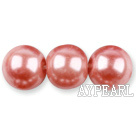 Glass pearl beads,14mm round,peach, about 62pcs/strand, Sold per 32-inch strand