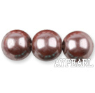 Glass pearl beads,14mm round,pourpre, about 62pcs/strand, Sold per 32-inch strand
