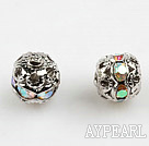Rhinestone beads,6mm round , silver color, sold per pkg of 100