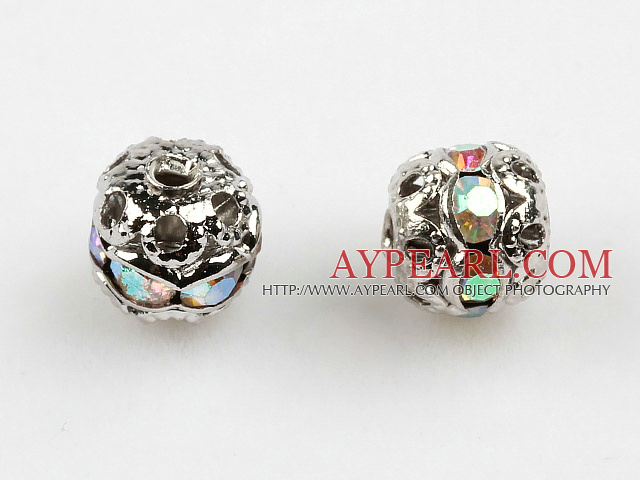 Rhinestone beads,6mm round , silver color, sold per pkg of 100