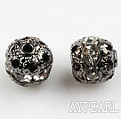 Rhinestone beads,6mm round , black color, sold per pkg of 100