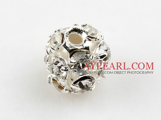 Rhinestone Round Beads, silver color,clear ,6mm, Sold per pkg of 100.