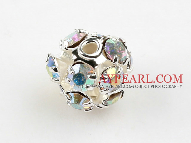 Rhinestone Round Beads, silver color,miticolor,6mm, Sold per pkg of 100.