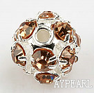Rhinestone round beads,6mm,silver ,champagne. Sold per pkg of 100