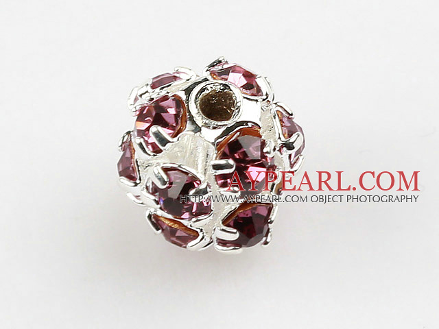 Rhinestone round beads,6mm,silver ,purple. Sold per pkg of 100