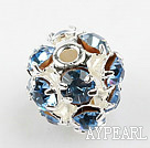 Rhinestone round beads,6mm,silver ,light blue. Sold per pkg of 100
