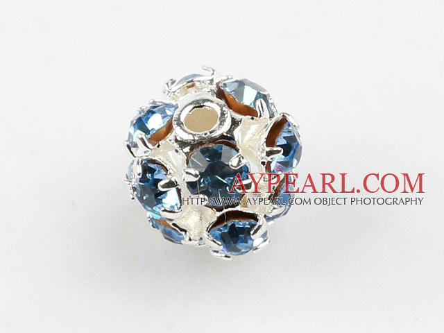 Rhinestone round beads,6mm,silver ,light blue. Sold per pkg of 100