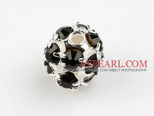 Rhinestone round beads,6mm,silver,black. Sold per pkg of 100
