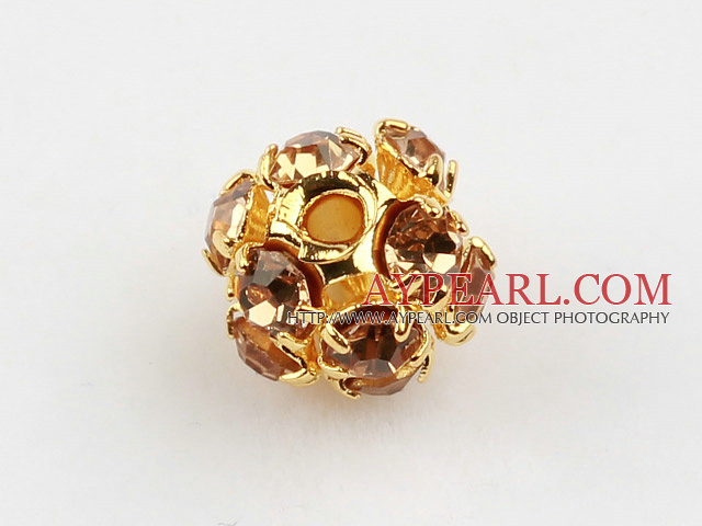 Rhinestone round beads,6mm,golden, light yellow .Sold per pkg of 100