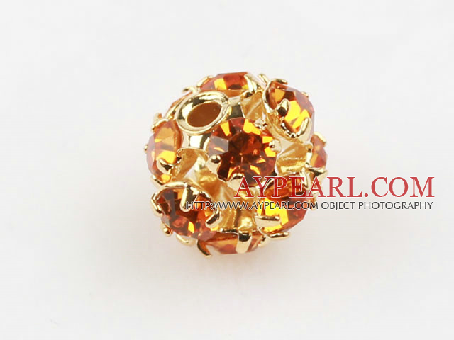 Rhinestone round beads,6mm,golden,champagne. Sold per pkg of 100.