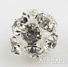 Rhinestone round beads, 8mm, silver, clear. Sold per pkg of 100.