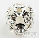 Rhinestone round beads, 10mm, silver, clear. Sold per pkg of 100.