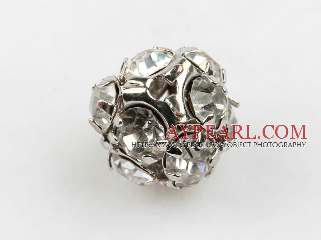 Rhinestone round beads, 10mm, silver, clear. Sold per pkg of 100.