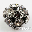 Rhinestone round beads, 10mm, black, clear. Sold per pkg of 100.